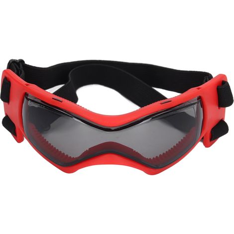 Lunettes de protection UV pour chien, anti-buée, étanches, avec sangle ajustable et monture souple. Idéales pour promenades, vélo et fêtes. Modèle rouge. (1/5)