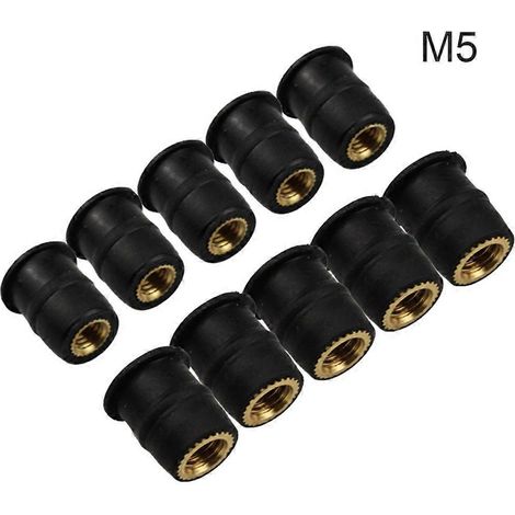 Lot de 10 écrous à sertir en caoutchouc M4/M5/M6 pour pare-soleil et pare-brise de moto, montage rapide. (1/5)