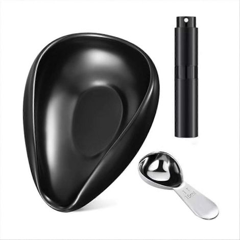 Messlöffel und Kaffeebohnenflasche, Schwarz, 2-teiliges Set mit Deckel, für Espresso und den Haushalt. (1/5)