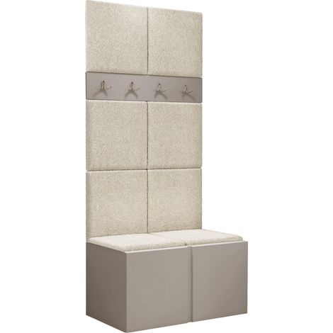 Conjunto para recibidor Pinis IV, Abriamo 3, 186x84x46cm, Aglomerado laminado, Tapiz, Colocada, Montada en la pared
