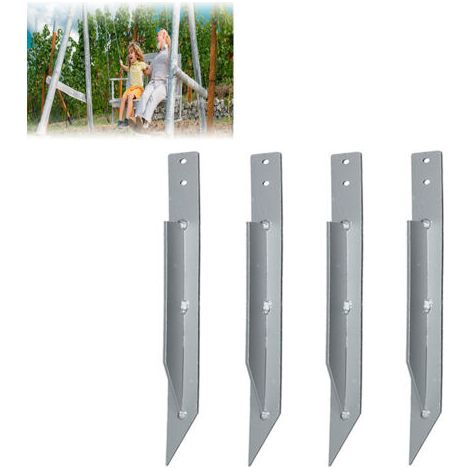 Ensemble De Piquets Au Sol Universels 4 Piquets pour Balançoire Et Trampoline en Acier Galvanisé À Chaud Accessoires De Rechange (1/5)