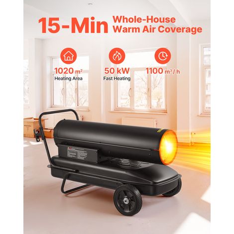 Chauffage à Air Pulsé au Kérosène Diesel, 50 kW, Chauffage d'Appoint sur Roues, avec Température Réglable, Type Souffleur, pour Cha… (1/5)