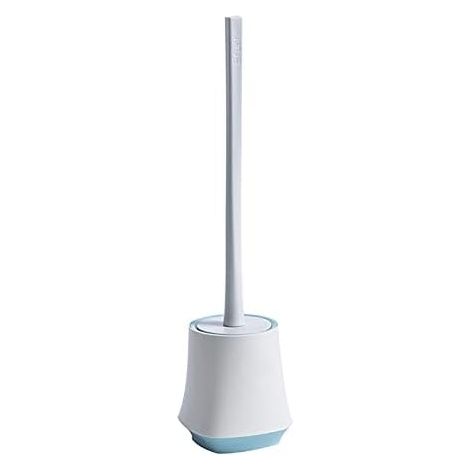 Brosse De Toilette En Silicone - Support Autostable - Nettoyage Profond Du Rebord Et Des Coins - Blanc - 1 Pièce