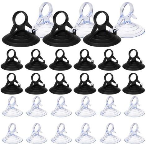 60 pare-soleil à ventouses, ventouses de 45 mm, sans crochets, mini ventouses en PVC, ventouses transparentes et noires, ventouses pour fenêtres.