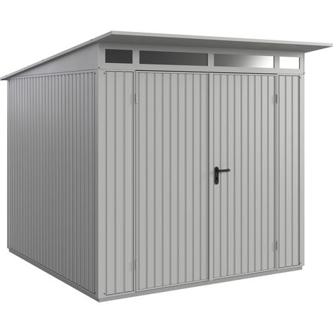 Hörmann Metall-Gerätehaus Berry Classic mit Pultdach Typ 2, 248 x 283 cm, weißaluminium, 7 m², 2-flüglige Tür (1/5)