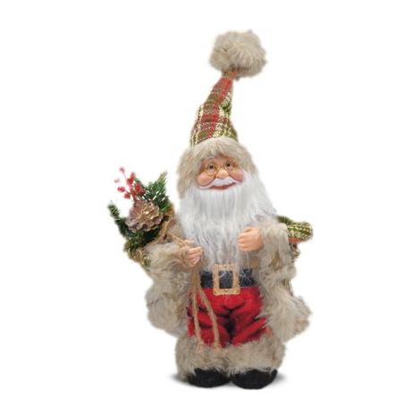 Decorazione Casa Natalizia Babbo Natale Scozzese con Carillon 35 cm