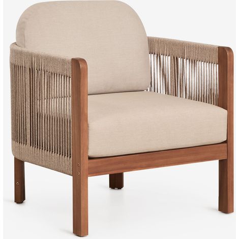 Fauteuil de jardin en bois d'acacia et corde tressée Serel SKLUM