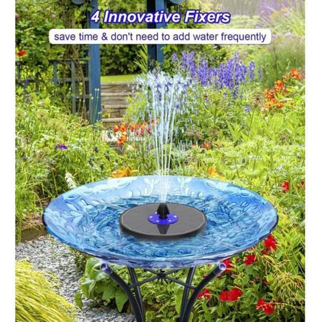 Fontaine Solaire - 3.5 W - Batterie Lithium 2200 Maha - 6 Led - 7 Buses Réglables - Hauteur Jet 40 À 60 Cm (1/4)