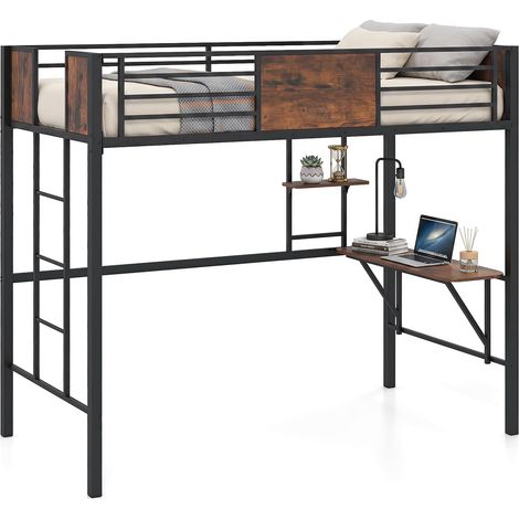 COSTWAY Lit Superposé Mezzanine 90x200cm en Métal Charge 220 kg (1/5)