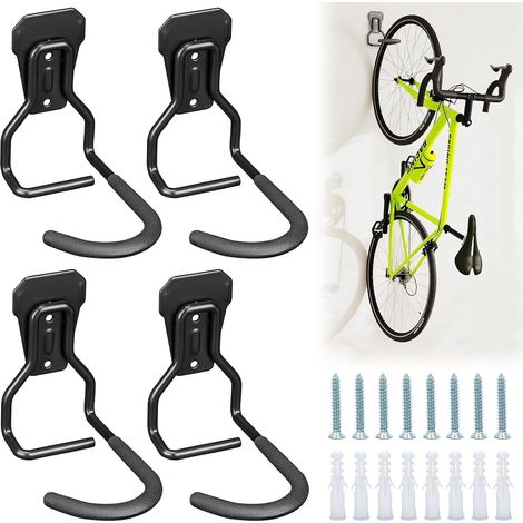 Wandmontierter Fahrradständer – 4er-Set – Schwarzes Eisen – Tragkraft 35 kg – Vertikale Garagenaufbewahrung (1/5)