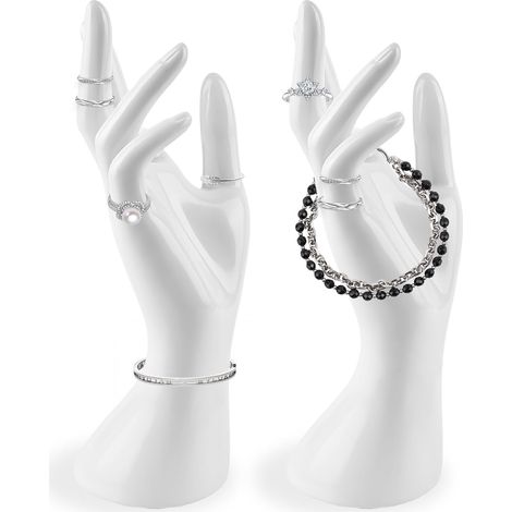 JeiibrZui Schmuckständer - 22 cm - 2er-Set - Weiß - Für Ringe, Armbänder und Halsketten (1/5)