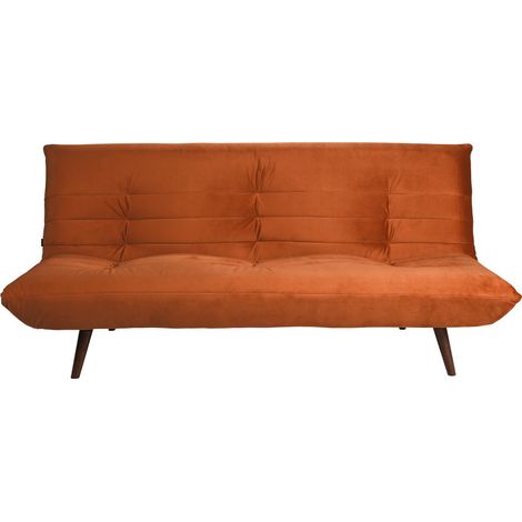 Drawer – Canapé convertible 3 places en velours rouille – Couchage 179x119 cm – Hauteur 81 cm – Tissu polyester doux (1/5)