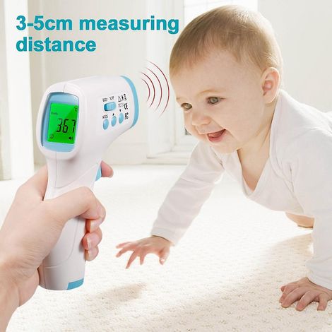 Digitales Stirnthermometer mit kontaktloser Infrarot-Temperaturmessung und farbiger Hintergrundbeleuchtung für K (1/5)