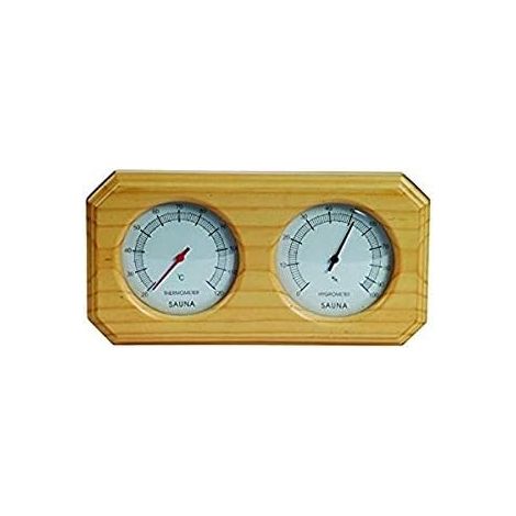 Wooden Sauna Thermometer and Hygrometer, Double Wooden Sauna Hygrothermograph Sauna Accessory, Larger Size