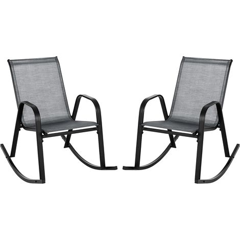 COSTWAY Sedie a Dondolo da Giardino 2 Pezzi, Dondoli da Esterno Ergonomici in Textilene Traspirante e Movimento Dolce, Sedie Dondolo da Balcone Terrazzo Giardino, Portata 150 kg (Grigio) (1/5)