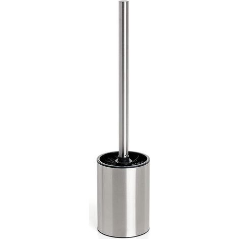 Brosse WC Satin, Faite d'acier Inoxydable, Seau intérieur en polypropylène, Brosse Noire, sans BPA, Métallisé. Mesures 9 x13x 38 cm (1/4)