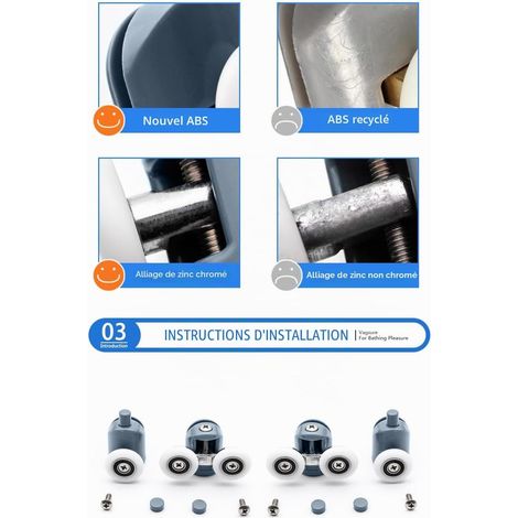 8 roulettes haut et bas pour porte de douche - Porte coulissante - Poulie - Pièces de rechange -23mm de diamètre - Salle de bain (23mm) (1/5)