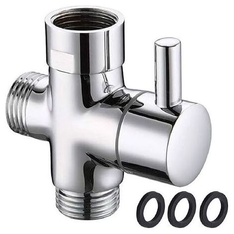 Vanne de dérivation à 3 voies pour douche 20 mm G 1/2' – Laiton chromé poli – Connexion rapide à levier – Résistance à la corrosion (1/5)
