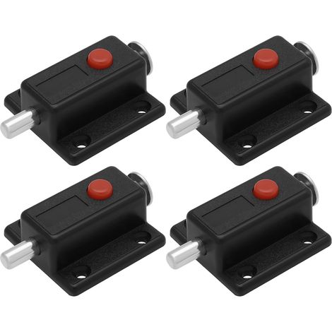 CCYKXA 4 Stück schwarze, automatische Türriegel aus Kunststoff mit Federmechanismus für Schranktüren, Kleiderschranktüren, Kinderbetten und Fenster (1/5)