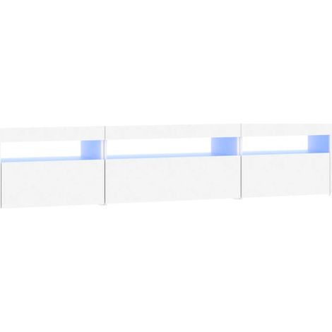 Mobile TV multimediale scaffale per televisione televisione buffet sala da pranzo soggiorno camera da letto con luci LED 195 x 35 x 40 cm bianco 020026545