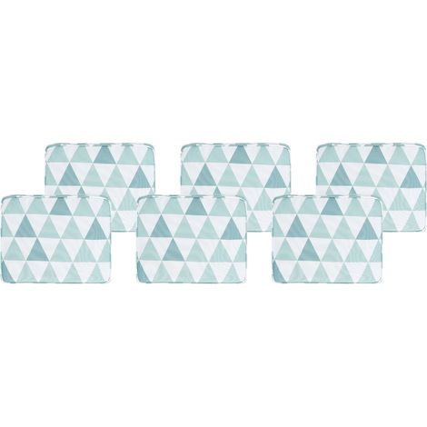 Lot de 6 Coussins d'Extérieur en Polyester Mousse à Triangles Bleu et Blanc Tolve