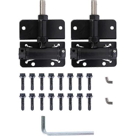Lot de 2 charnières à fermeture automatique pour portes en vinyle/bois. Fonctionnement fluide. Installation facile. Couleur : noir. (1/5)