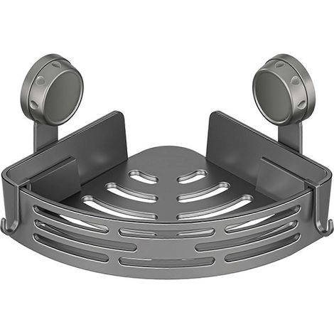 Paniers triangulaires à ventouses, rangement facile à nettoyer pour après-shampoing, gris simple (1/5)