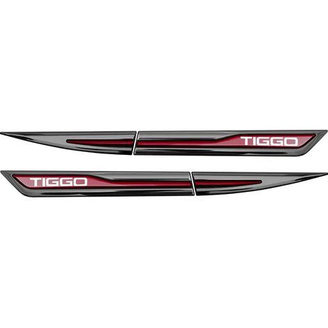 Autocollants métalliques rouges pour portières de voiture, compatibles avec les emblèmes Chery Tiggo 7, 8, 5, 4, 3, 2 et Pro. Accessoires extérieurs de carrosserie. (1/4)