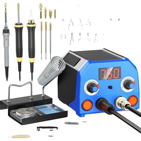 Set di strumenti per pirografia, sistema a doppia porta, riscaldamento rapido, blu (1/2)