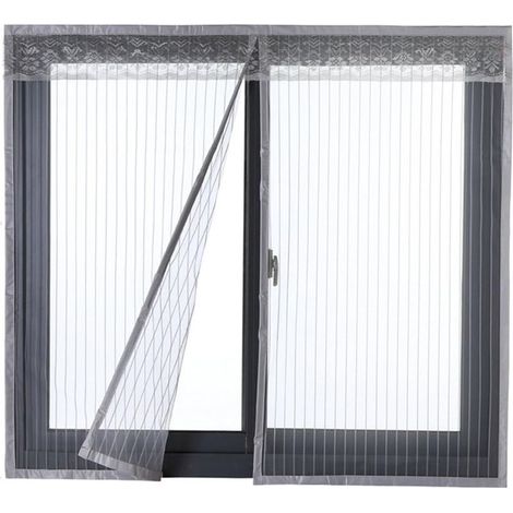 Moustiquaire de Porte Ou Fenetre Magnetique Rideau Moustiquaire De Porte Avec Aimants Gris 120x130cm (1/4)