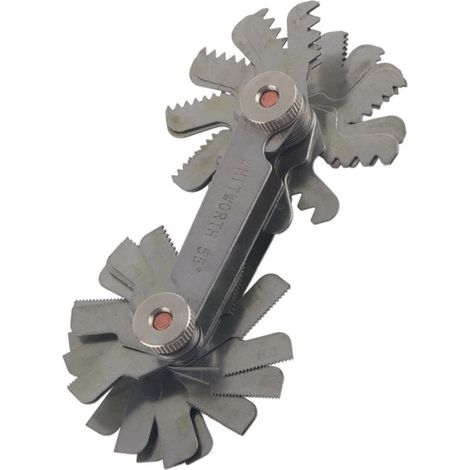 52-teiliges Gewindelehren-Set aus Edelstahl, Gewindesteigungs-Messwerkzeug für 60° und 55° (metrisch und zöllig) (1/5)