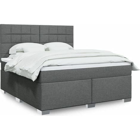 Boxspringbett mit Matratze Dunkelgrau 180x200 cm Stoff