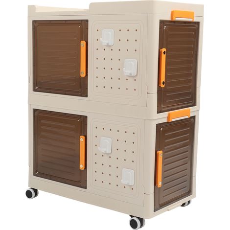 Faltbare Aufbewahrungsbox, vielseitig einsetzbar, großes Fassungsvermögen, transparente Tür, stapelbar, mit Rollen und Tür, für Zuhause, Schule und Büro, doppelwandig, 32 x 56 x 67,5 cm / 12,6 x 22,0  (1/5)