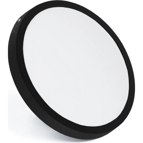 L谩mpara de techo LED de superficie, 18 W, redonda, panel de luz negra, 4000 K.