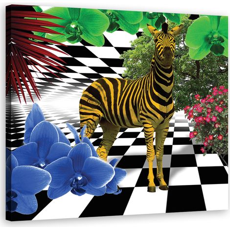Quadro su tela, Animali colorati di natura zebra - 30x30 (1/4)