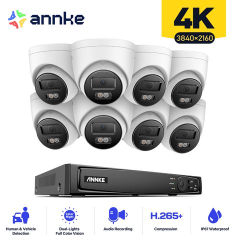 ANNKE 8CH Kit de Vidéosurveillance NVR 8×8MP Caméras Tourelle Caméra Accès Distance IP67 Système Caméra Surveillance Sécurité (1/5)