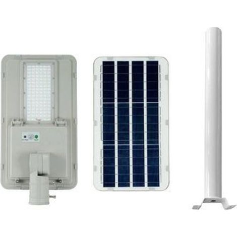 TRADE SHOP - Faro Lampione Stradale Pannello Solare A Led 100w Grigio Luce Bianco Fredda 6500k Ip65 - (1/5)