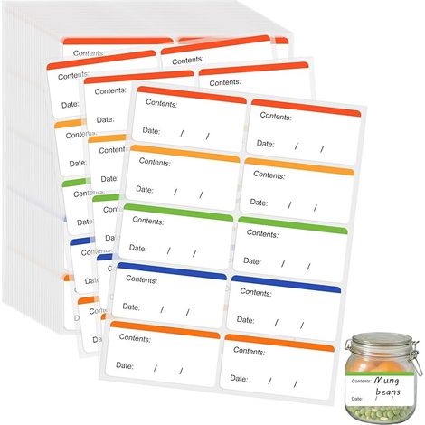 600 Pièces Étiquettes de Congélation, Faciles à Décoller Étiquettes AdhésivesS Faciles à Retirer, Étiquettes d'étiquetage Colorées pour Pots de Confiture Emballages Alimentaires Documents (60x30 mm) (1/5)
