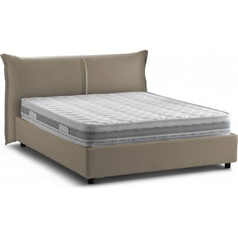 Talamo Italia Doppelbett Cloide, Containerbett mit Stoffbespannung, 100% Made in Italy, Frontöffnung, inklusive Matratze 160 x 200 cm, Turteltaube