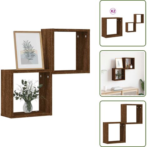 Würfelregale 2 Stk. Braune 30x15x30 cm - Wandregal - Wandregale - Würfelaufbewahrung - Würfelregal (1/5)