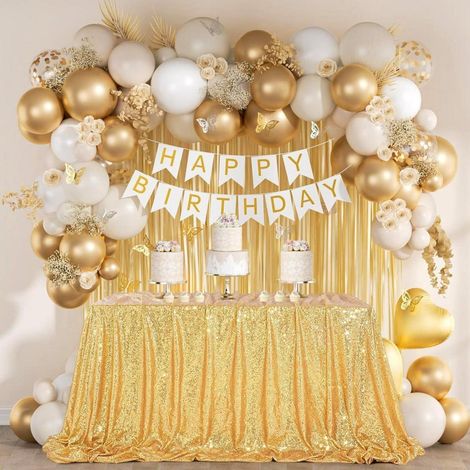 Pailletten Tischdecke Gold 125x200 cm Glitzer für Hochzeiten & Feste