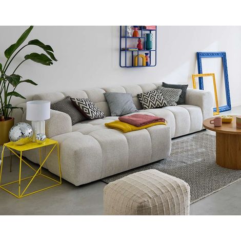Ray - 4-sitzer ecksofa links - aus strukturiertem stoff - beige