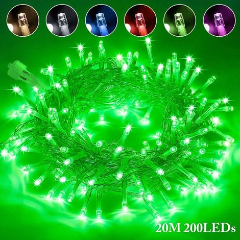 1 Guirlande lumineuse, 200 LEDs, 20M, câble transparent, 8 modes, IP44, pour jardin, Noël, mariage (1/5)