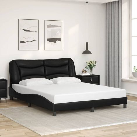 Cadre de lit sans matelas Hvar noir 160x200 cm similicuir