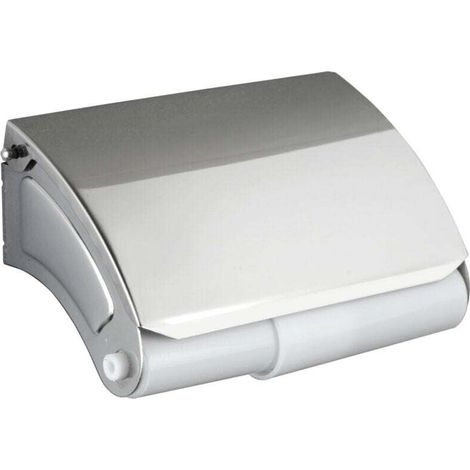 Support papier toilette mural, porte papier toilette avec couvercle, Basic, Acier Inox, 14x7,5x8,5 cm, Brillant (1/4)