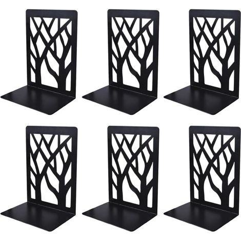 Paar/6 Stück Buchstützen aus Metall, Buchstützen für Regale, Buchstützen aus Metall, Buchstützenhalter, für Büro, Schule, Zuhause, Buchhandlung, Buchtrenner, CDs, Aktenhalter (Schwarz) (1/4)