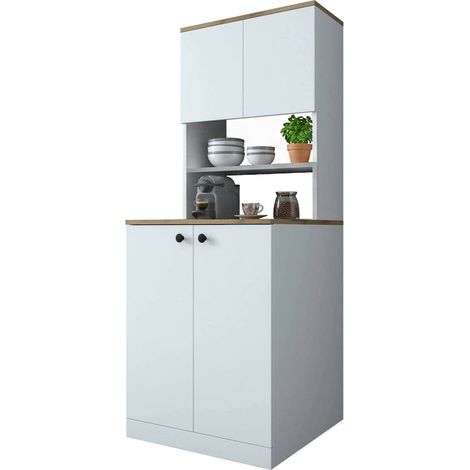 Dmora - Armadio multiuso grande Marty, Mobile multifunzionale, Mobiletto scarpiera, Guardaroba porta scarpe, 70x73h184 cm, Bianco e Noce