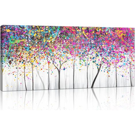 Quadro su Tela Astratto Grande Colori Dipinti Albero 120 x 50 cm (1/5)