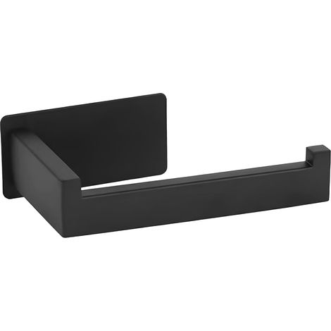 Soporte para papel higiénico autoadhesivo de acero inoxidable, apto para baños, aseos y cocinas no requiere taladrar, color negro. (1/4)