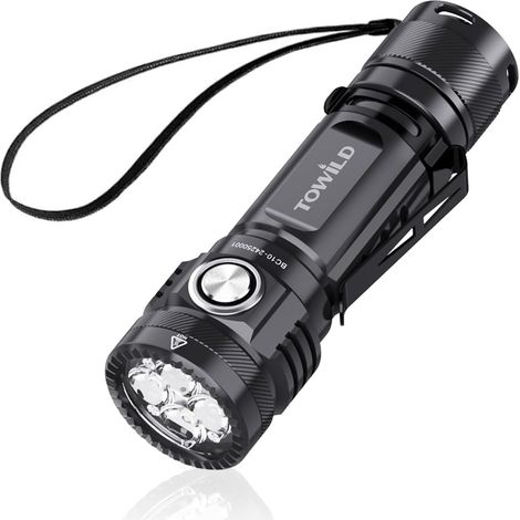 BC10 Lampe Torche LED Rechargeable, 4000 Lumens Lampe de Poche LED Puissante Aluminium, 6 Modes d'éclairage pour Camping/Randonnée/Urgence/Coupure de Courant, Jusqu'à 15 jours d'autonomie (1/5)